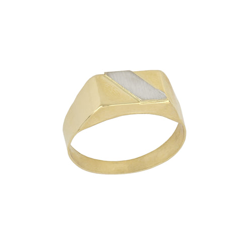 Anello uomo a sigillo rettangolare lucido e satinato oro giallo e bianco 18kt