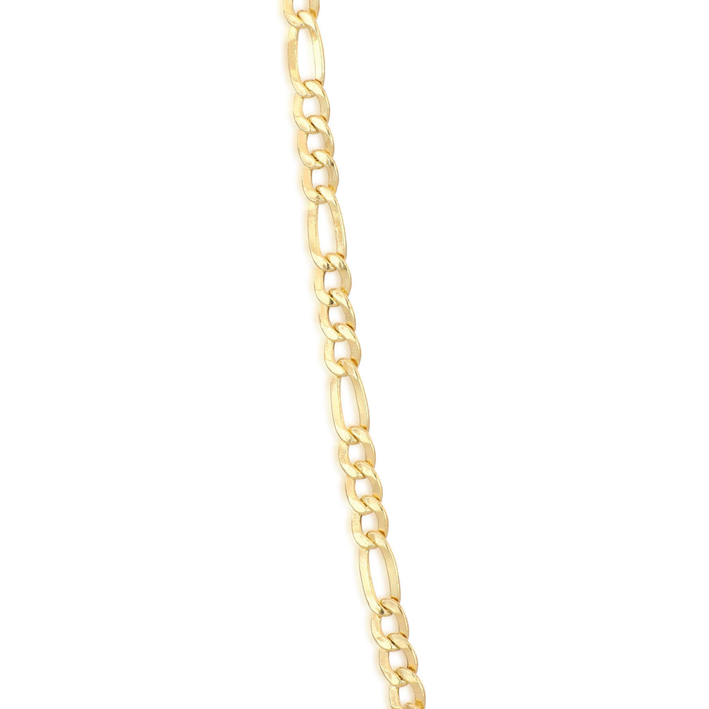 Pulsera fígaro 3+1 hueca en oro amarillo 18k – 20 cm