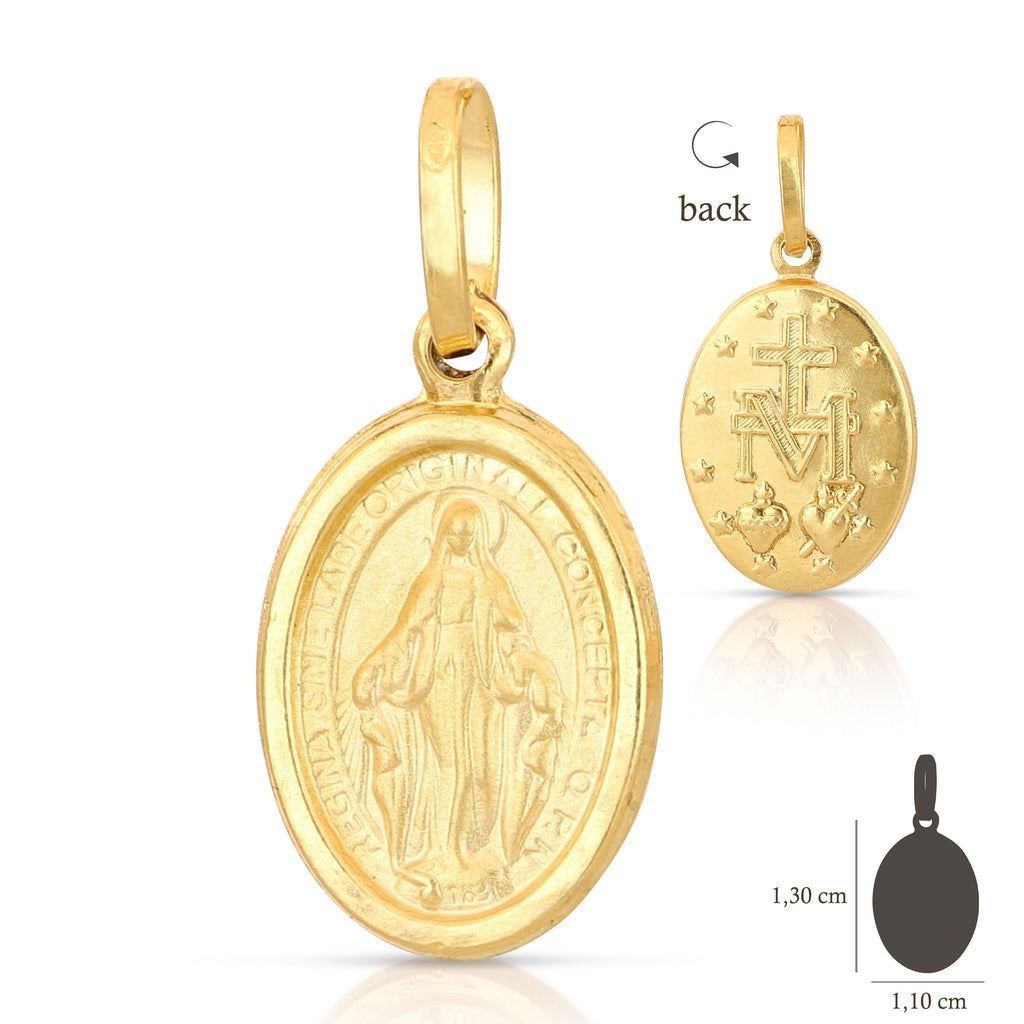 Medaglia Madonna Miracolosa oro giallo 18kt 1,1x1,3cm