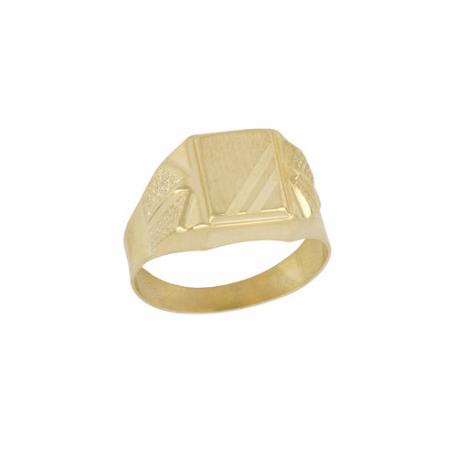 Anello uomo a sigillo rettangolare con lati puntinati oro giallo 18kt