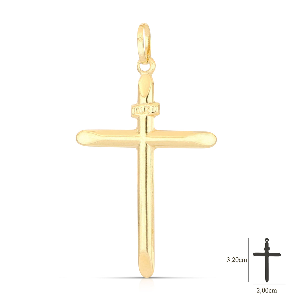 Croce stampata oro giallo 18kt 2,6x3,9cm
