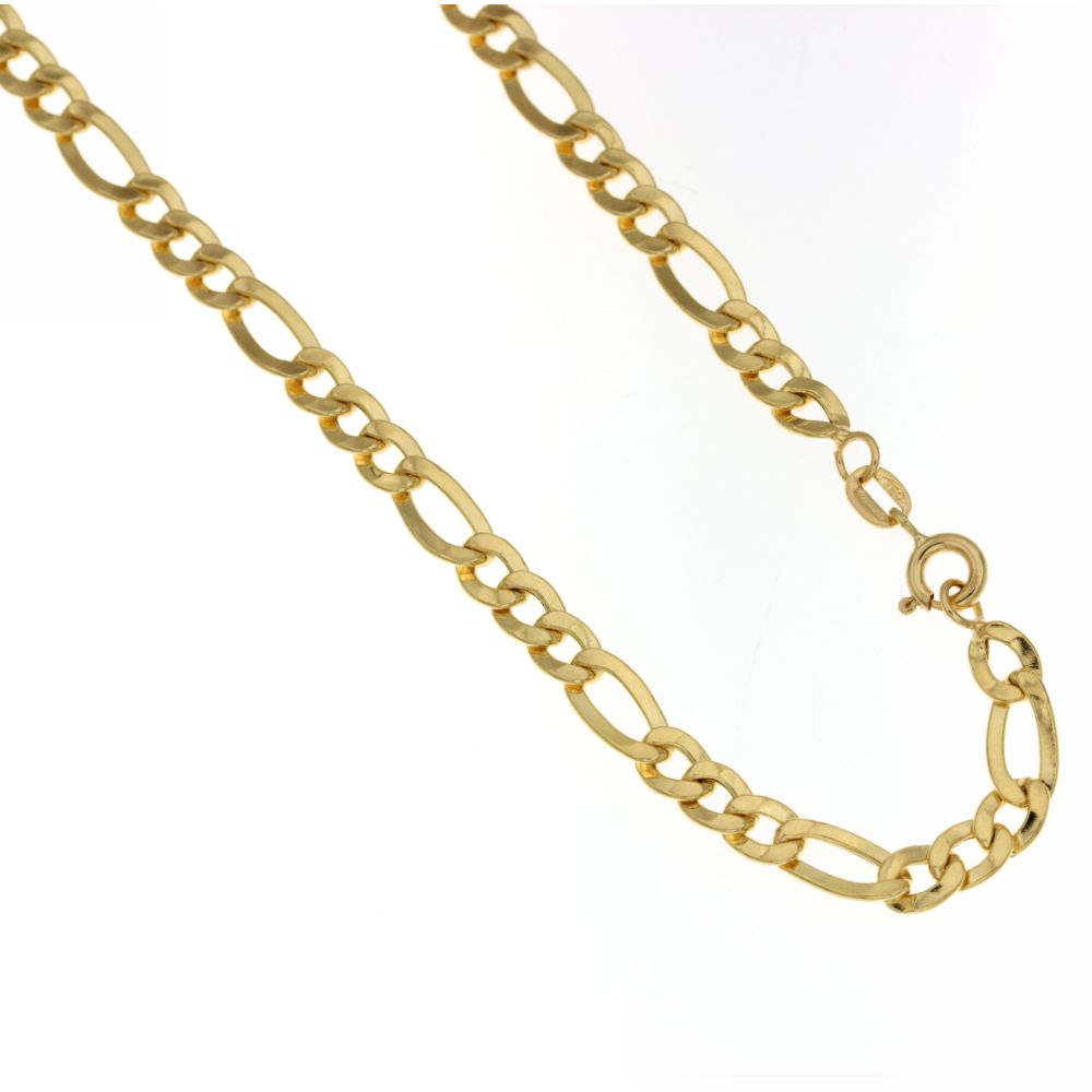 Catena figaro 3+1 vuota oro giallo 18kt 5,5mm 60cm