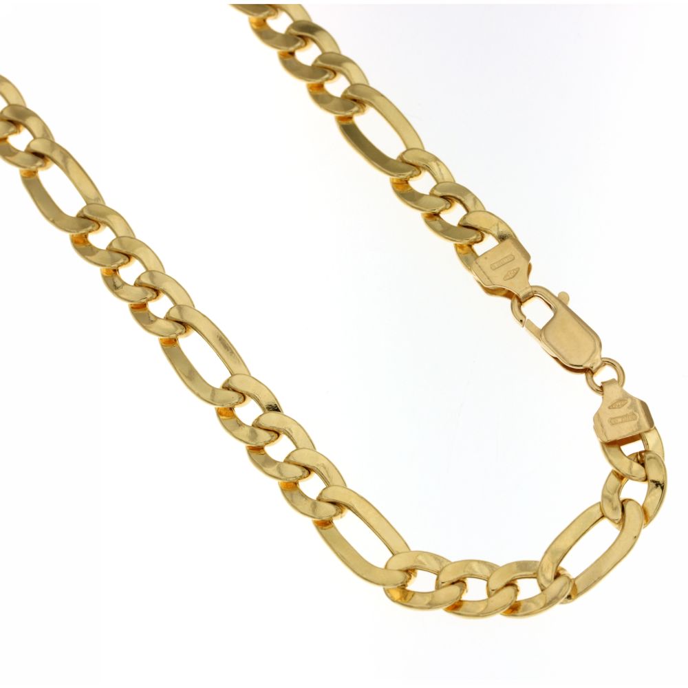 Catena figaro 3+1 vuota oro giallo 18kt 7mm 60cm