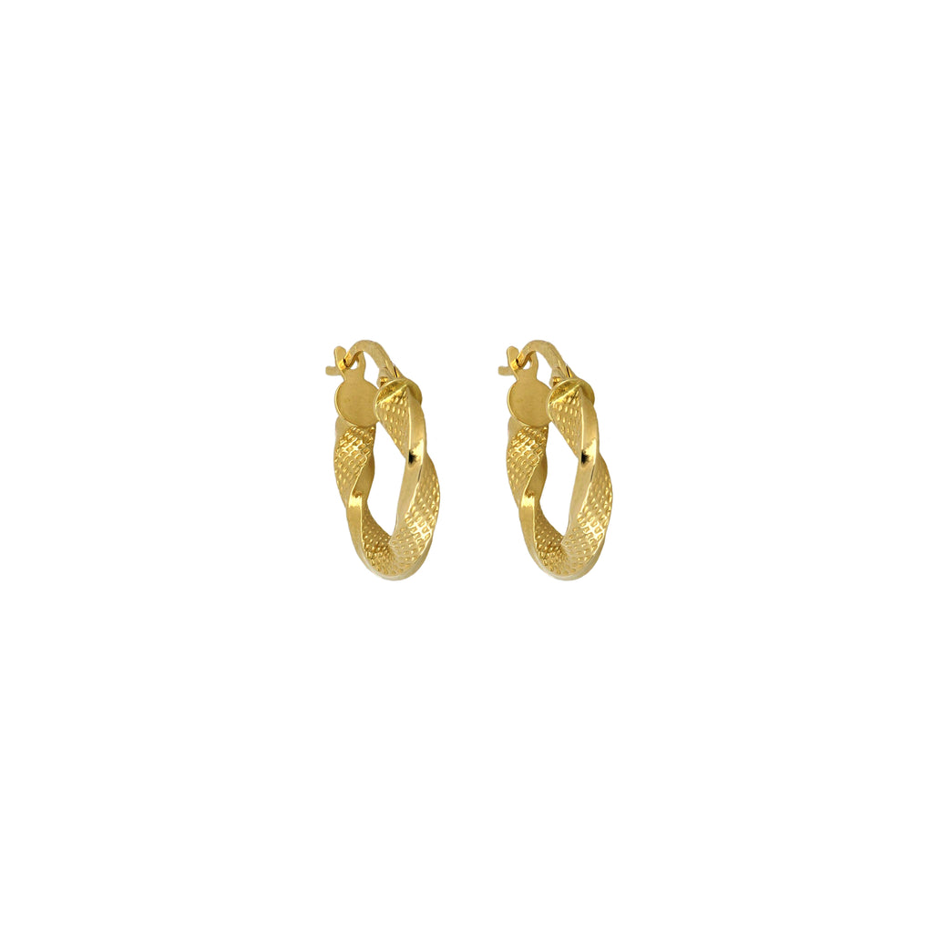 Orecchini a cerchio torchon puntinati oro giallo 18kt 3mm Ø 1cm