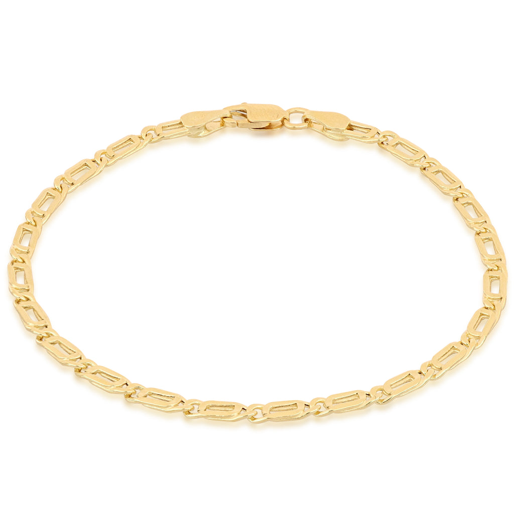 Occhio di Pernice Link Bracelet in 18k Italian Yellow Gold, Hollow – 3mm, 21cm / 8.25in