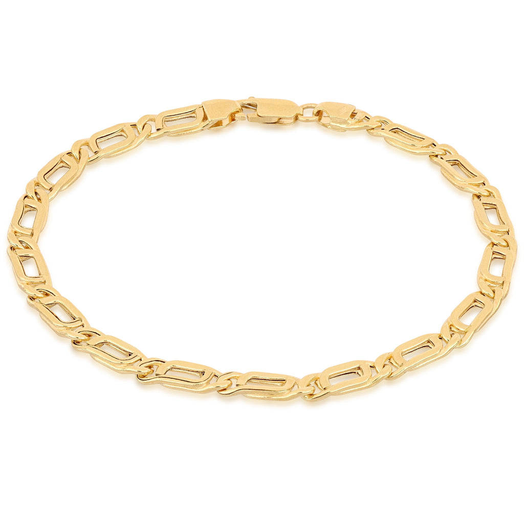 Pulsera ojo de perdiz hueca en oro amarillo 18k – 5 mm, 21 cm
