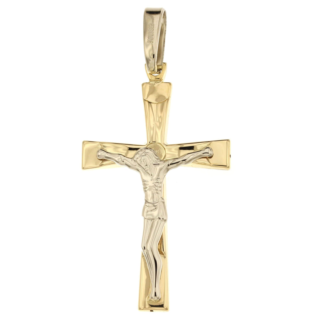 Croce scatolata con Cristo oro 18kt