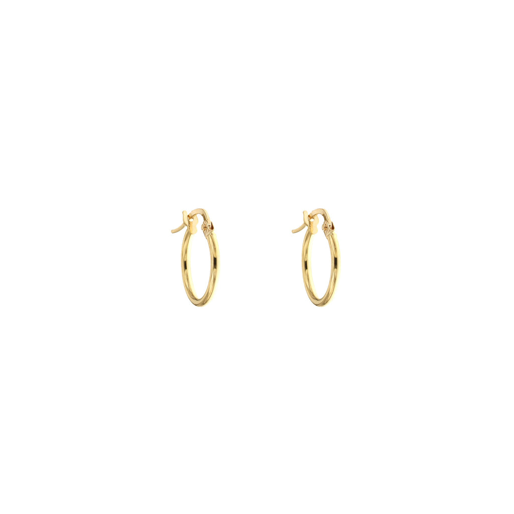 Round Tube Hoop Earrings in 18k Italian Yellow Gold – 1.5mm tube, 10mm