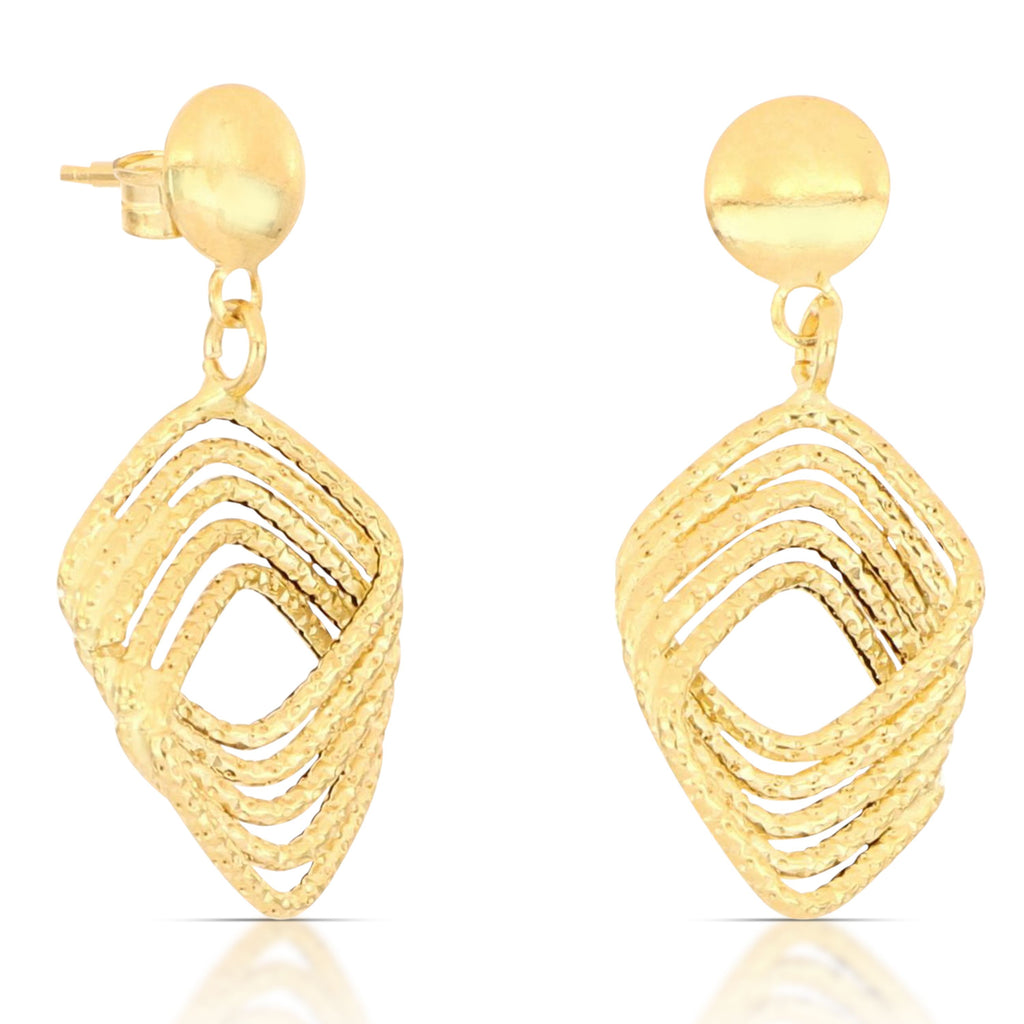 Orecchini pendenti rombo a canna vuota oro 18kt 1,2x2,5cm