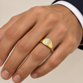 Anello uomo indossato a sigillo ovale oro giallo e bianco 18kt