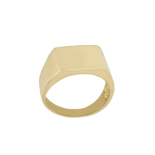 Anello uomo a sigillo rettangolare liscio oro giallo 18kt
