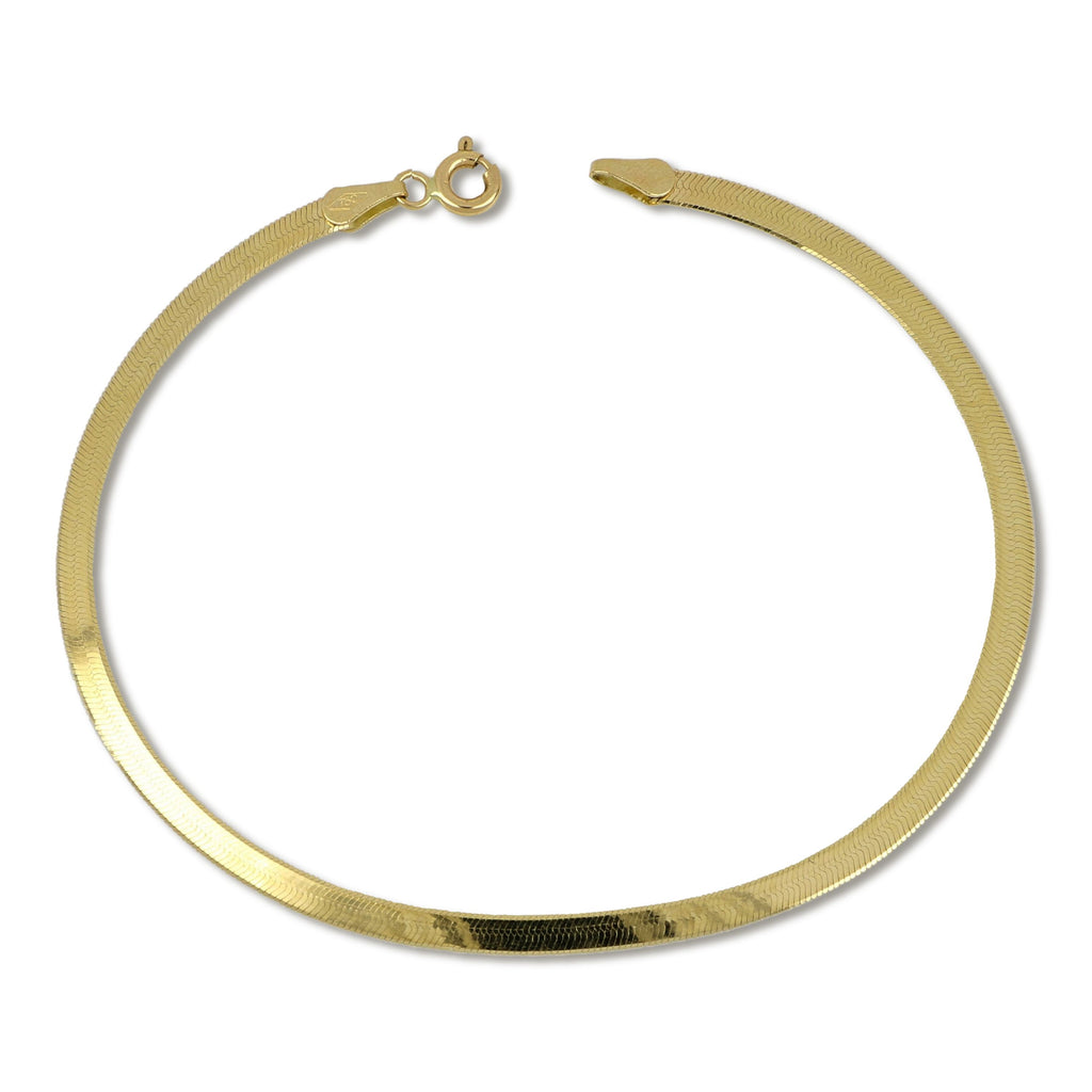 Pulsera plana maciza en oro amarillo 18k – 3 mm, 19 cm