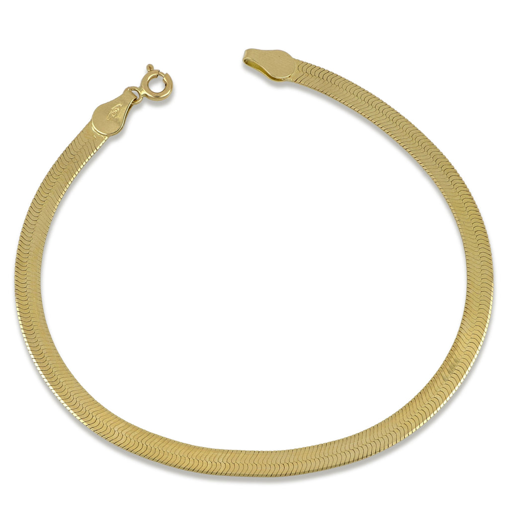 Pulsera plana maciza en oro amarillo 18k – 4 mm, 19 cm