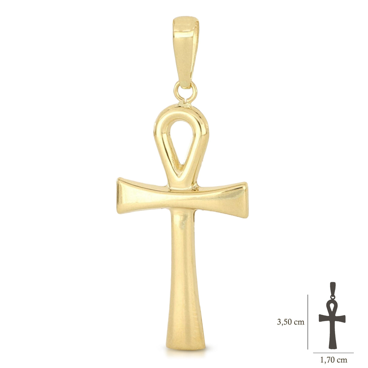 Colgante cruz ansada en oro amarillo 18k – 1,7x2,5 cm