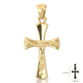 Puffed Cross with Christ Pendant in 18k Italian Yellow Gold – 18x31mm