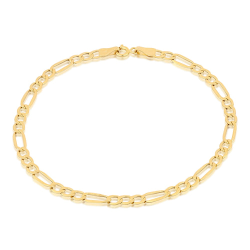 Bracciale figaro 3+1 vuoto leggero oro giallo 18kt 4mm 19cm