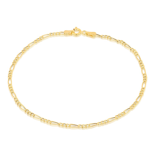 Bracciale figaro 3+1 vuoto oro giallo 18kt 3mm 19cm