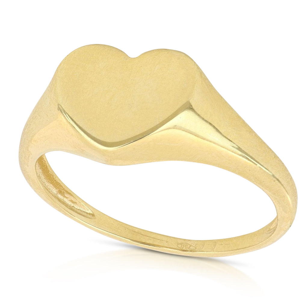 Anello chevalier cuore fascia stretta oro giallo 18kt