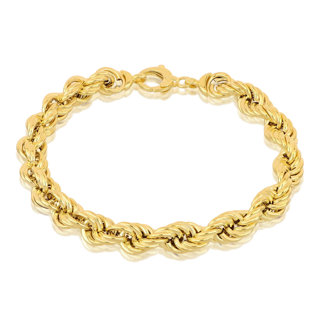 Pulsera cordón hueca en oro amarillo 18k – 9 mm, 19 cm