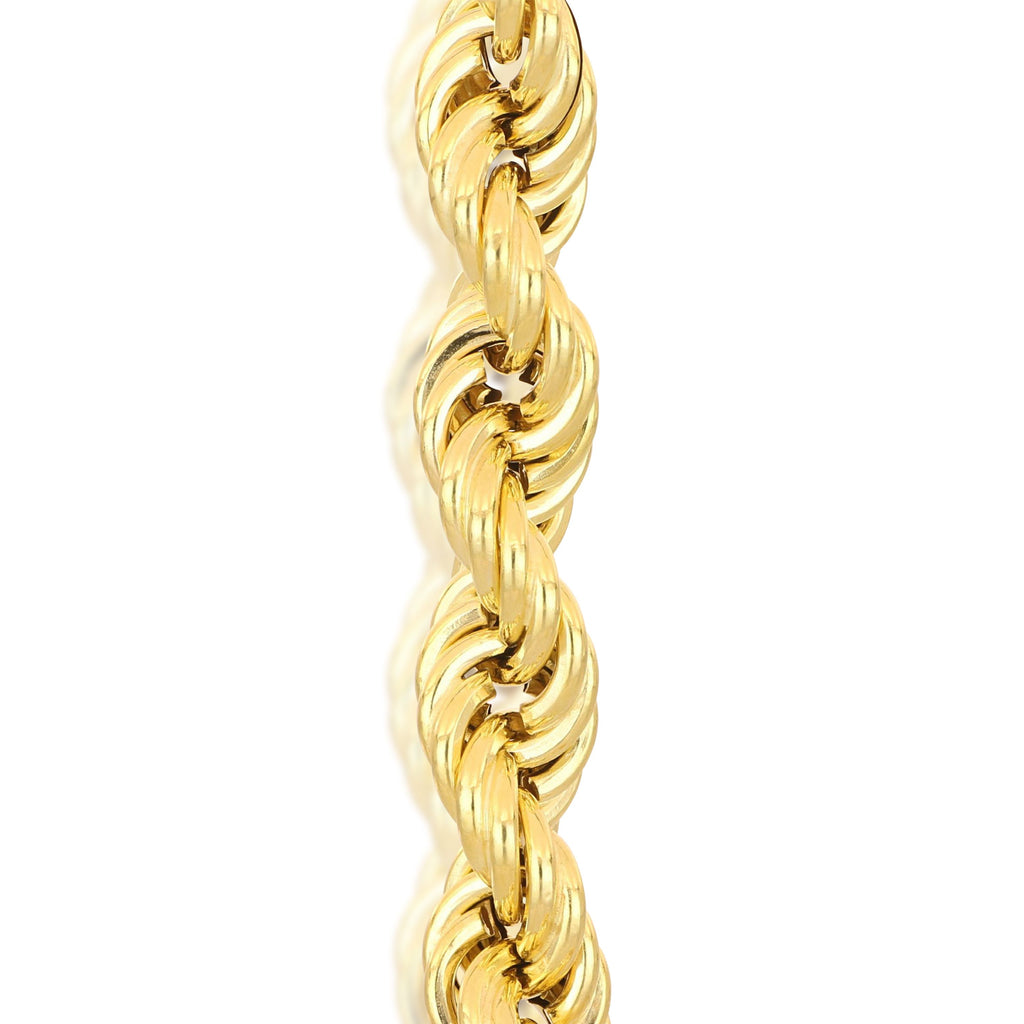 Pulsera cordón hueca en oro amarillo 18k – 9 mm, 19 cm