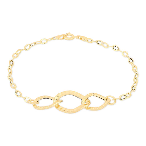 Bracciale con centrale rombo martellato oro giallo 18kt 12mm 19cm