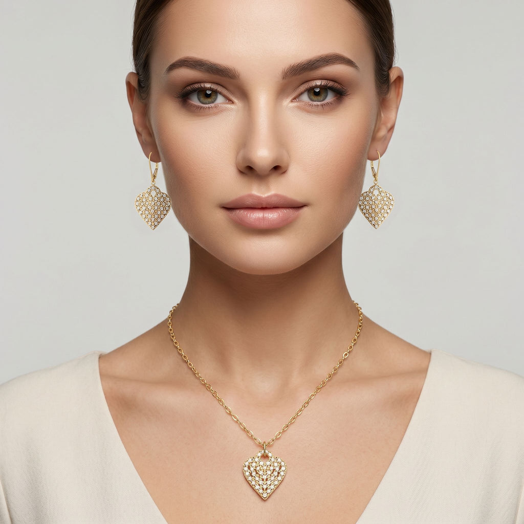 Girocollo cuore diamantato Pure Brilliance oro bianco e giallo 18kt 45cm