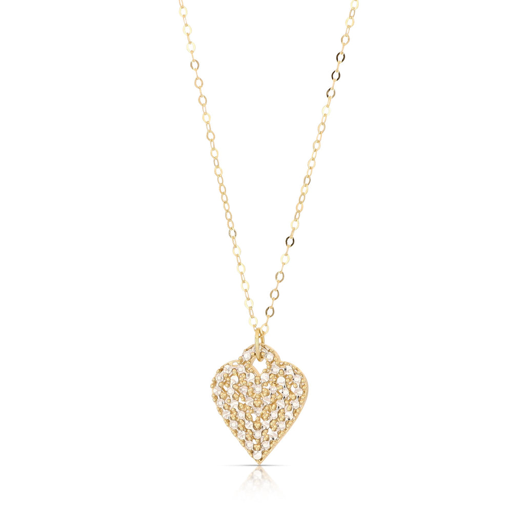Girocollo cuore diamantato Pure Brilliance oro bianco e giallo 18kt 45cm
