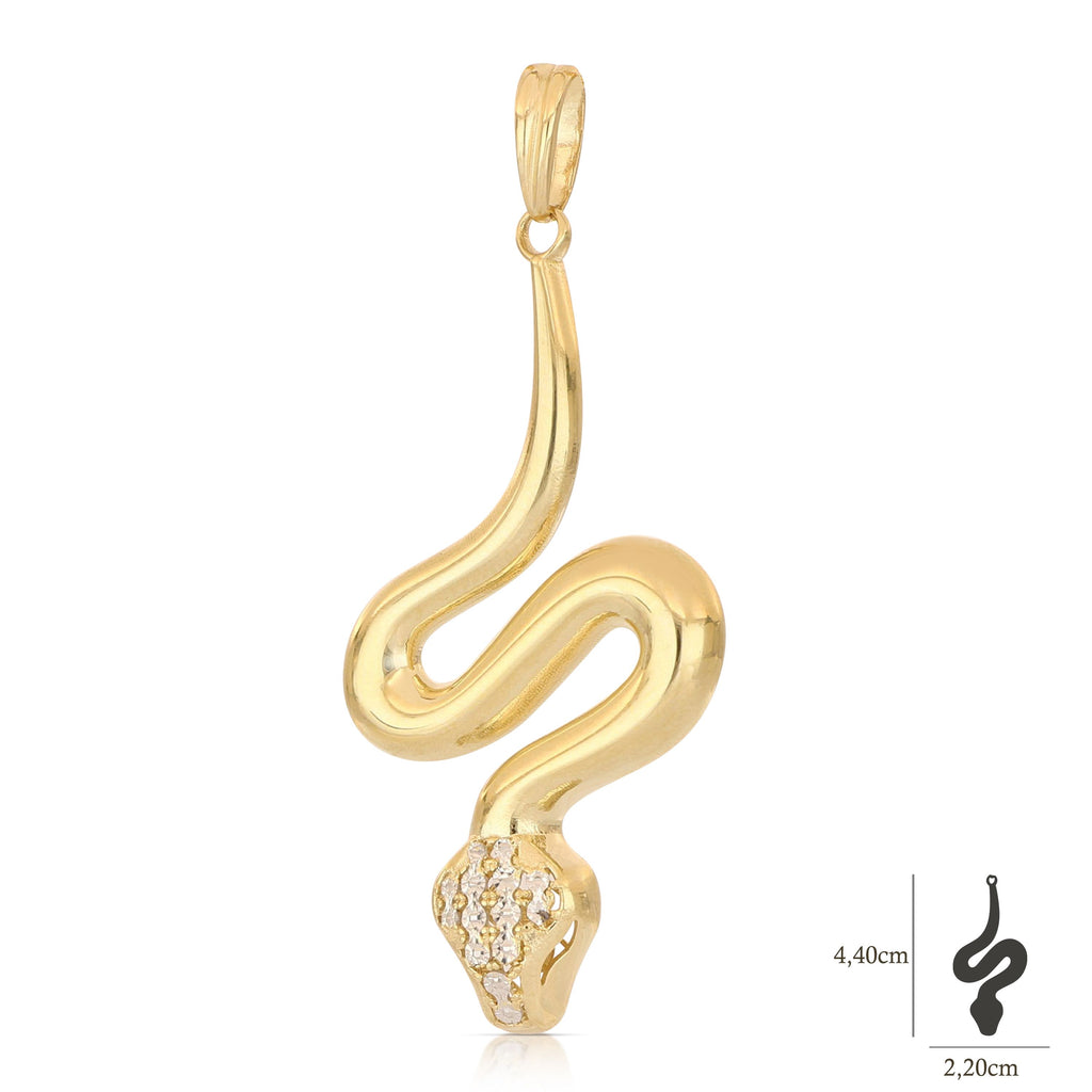 Colgante serpiente en oro bicolor 18k – 2,2x4,4 cm