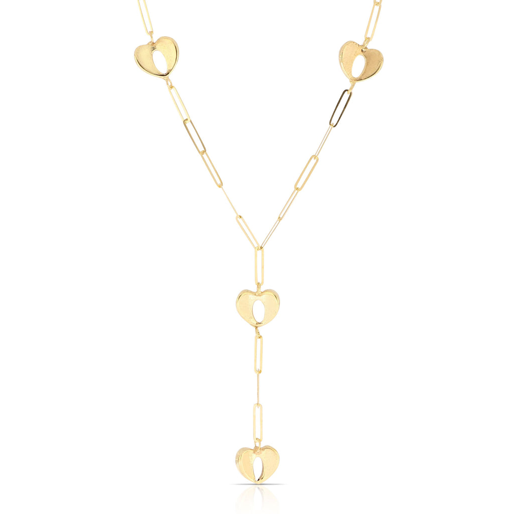 Girocollo a Y cuori scatolati Leggerezza oro giallo 18kt 45cm
