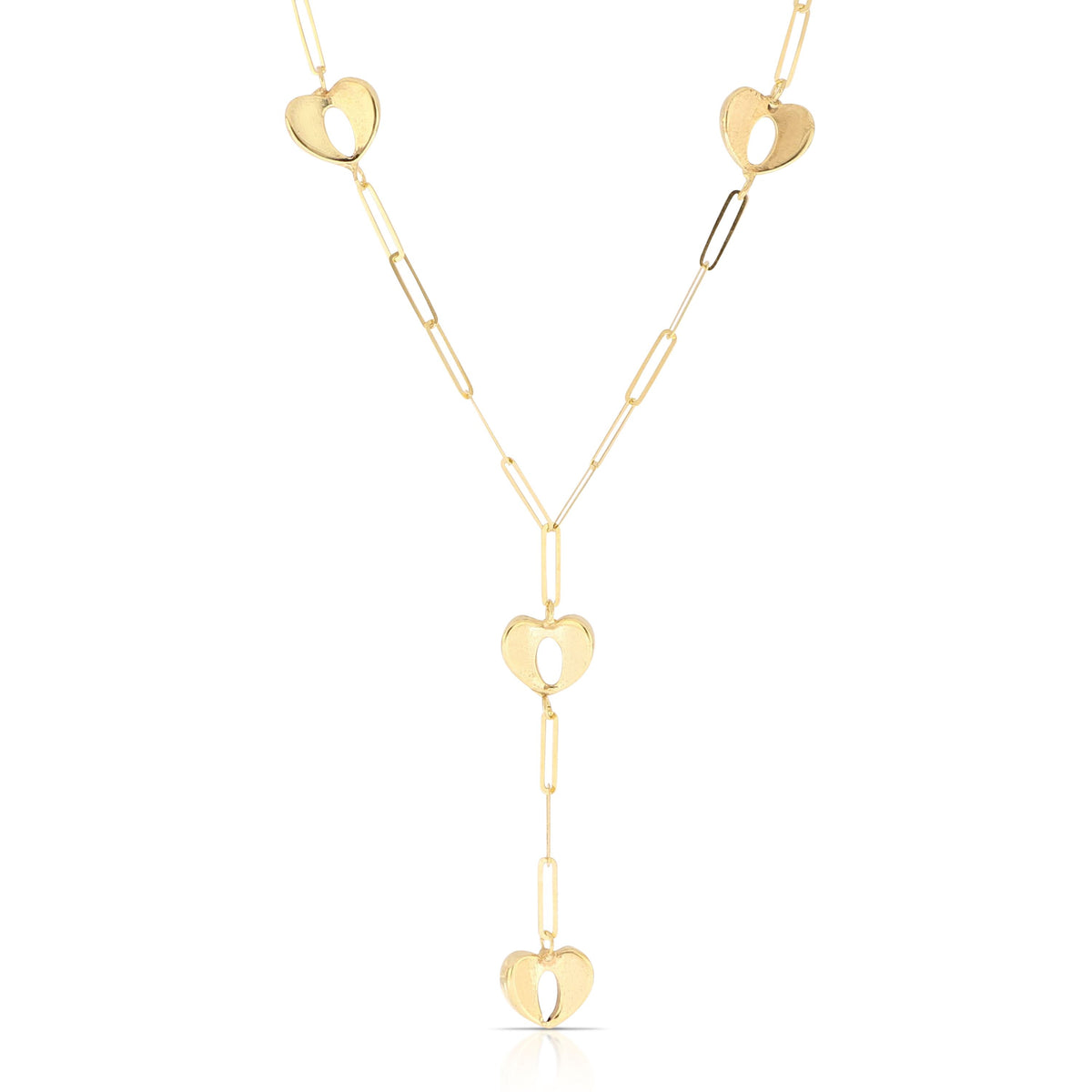 Girocollo a Y cuori scatolati Leggerezza oro giallo 18kt 45cm