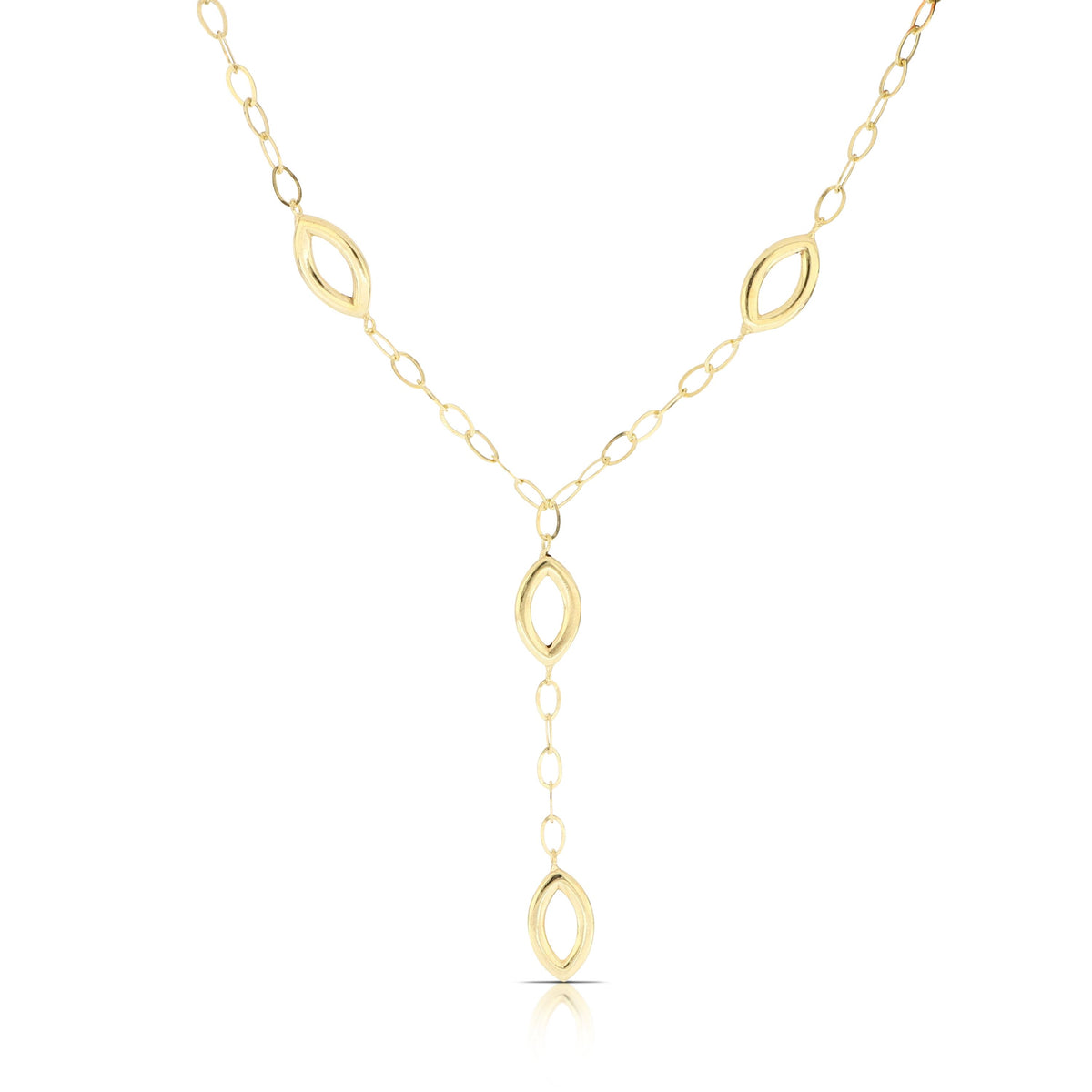 Girocollo a Y ovali scatolati Leggerezza oro giallo 18kt 45cm
