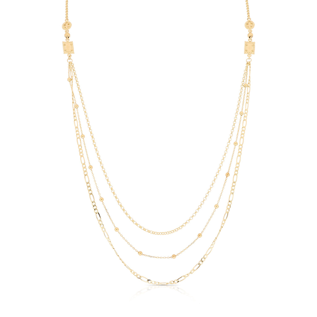 Girocollo multifilo 3 fili con centrale oro giallo 18kt 60cm