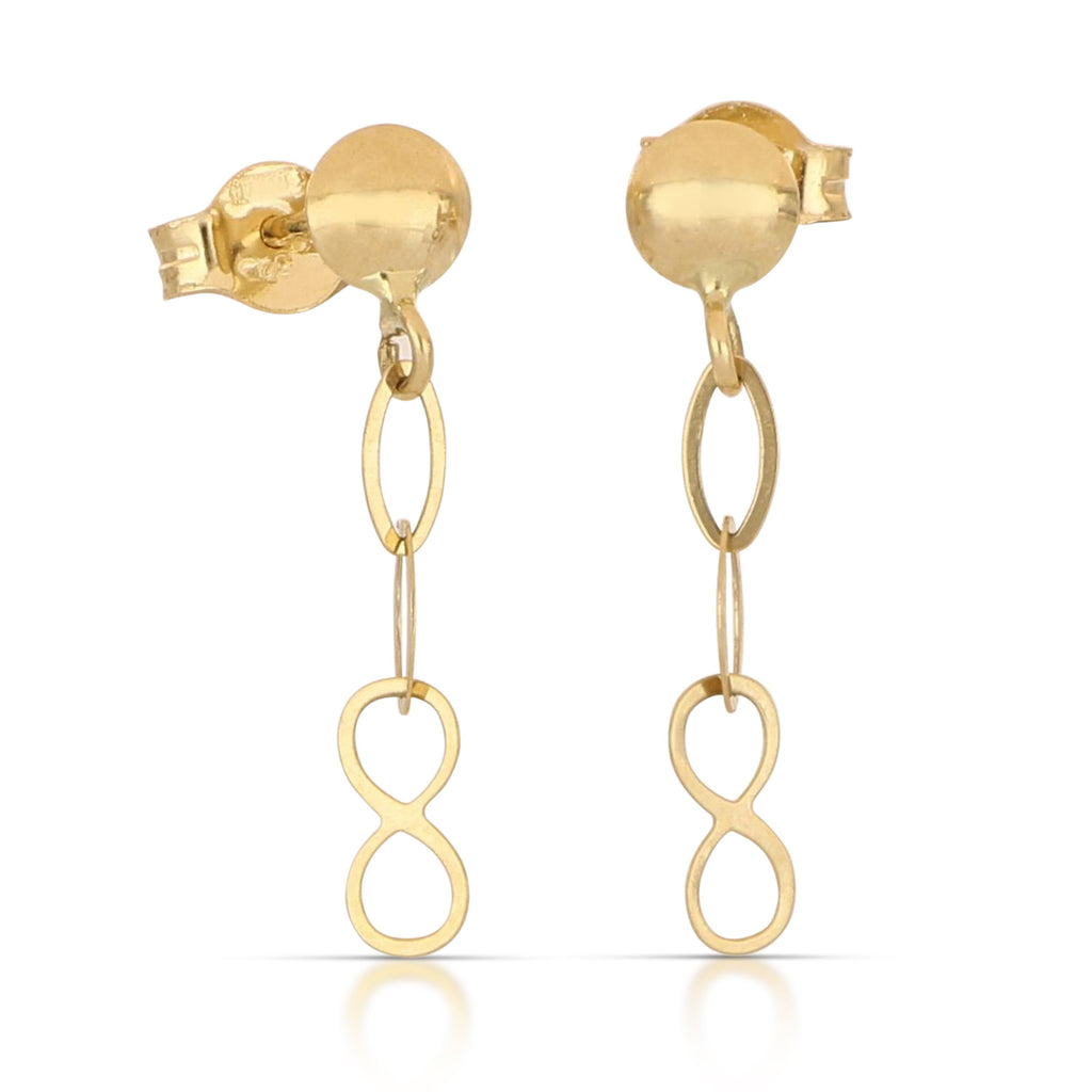 Oval & Infinity Drop Earrings in 18k Italian Yellow Gold – 4x19mm