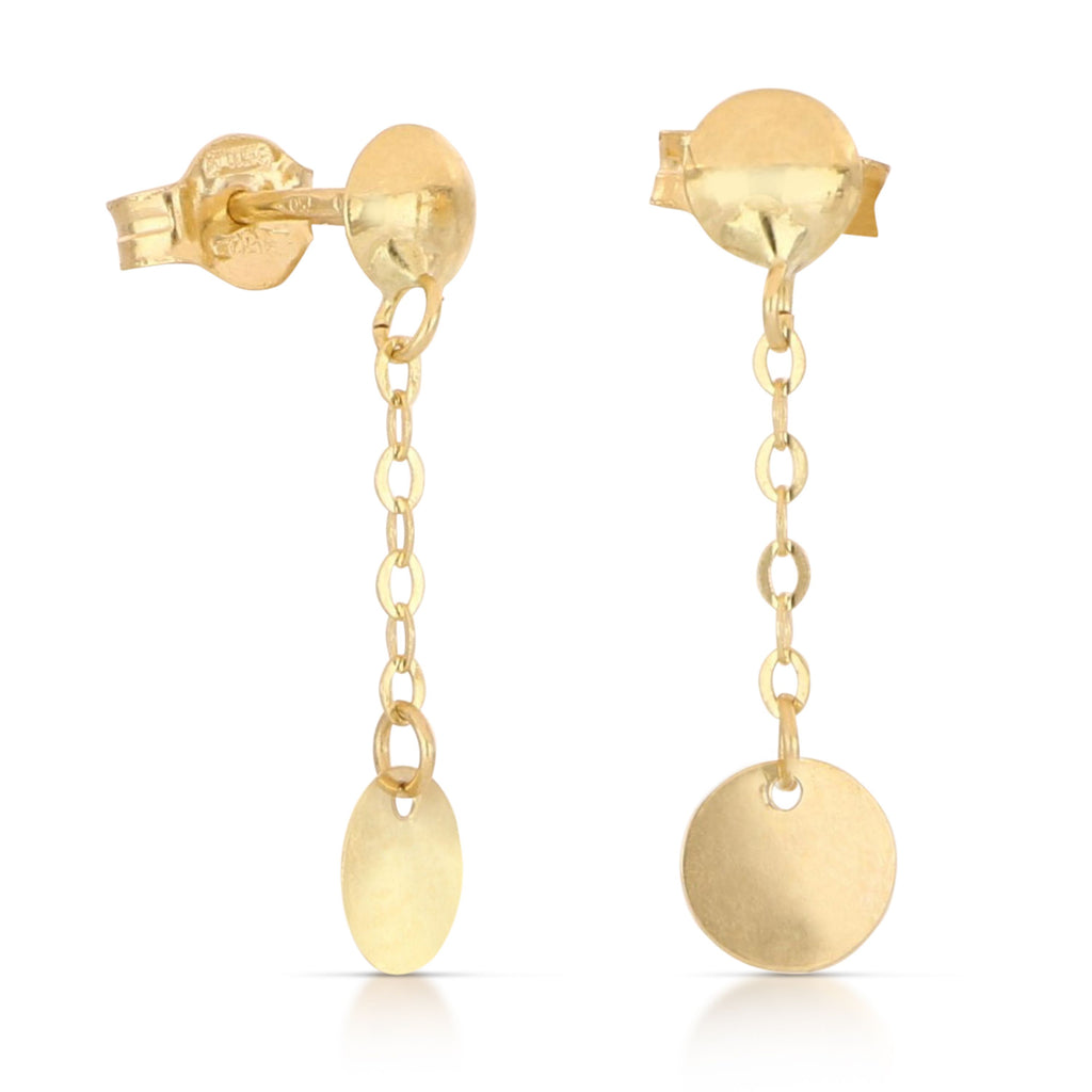 Circle Drop Earrings in 18k Italian Yellow Gold – 5x20mm