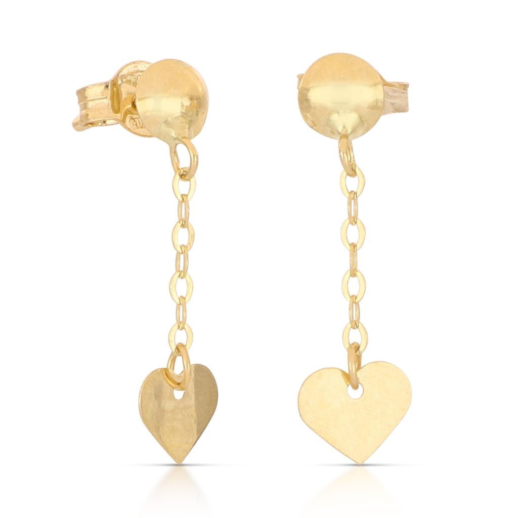 Orecchini pendenti con cuore oro giallo 18kt 0,55x1,9cm