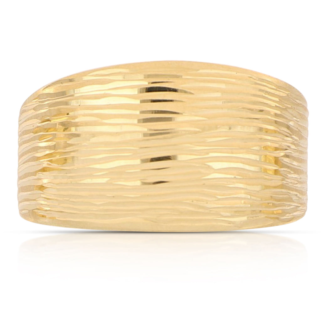 Anello a fascia larga rigato regolabile oro giallo 18kt