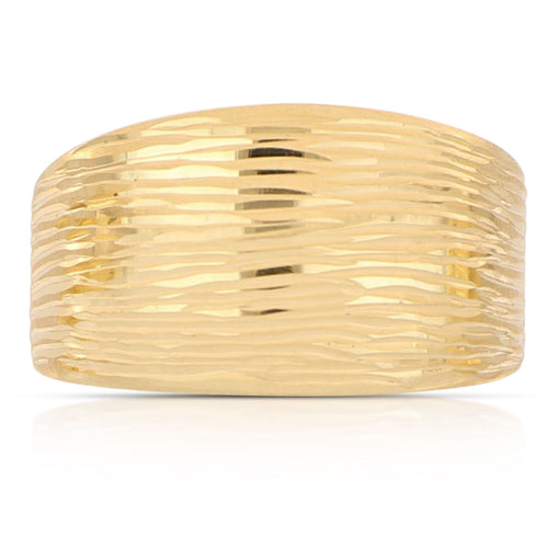 Anello a fascia larga rigato regolabile oro giallo 18kt