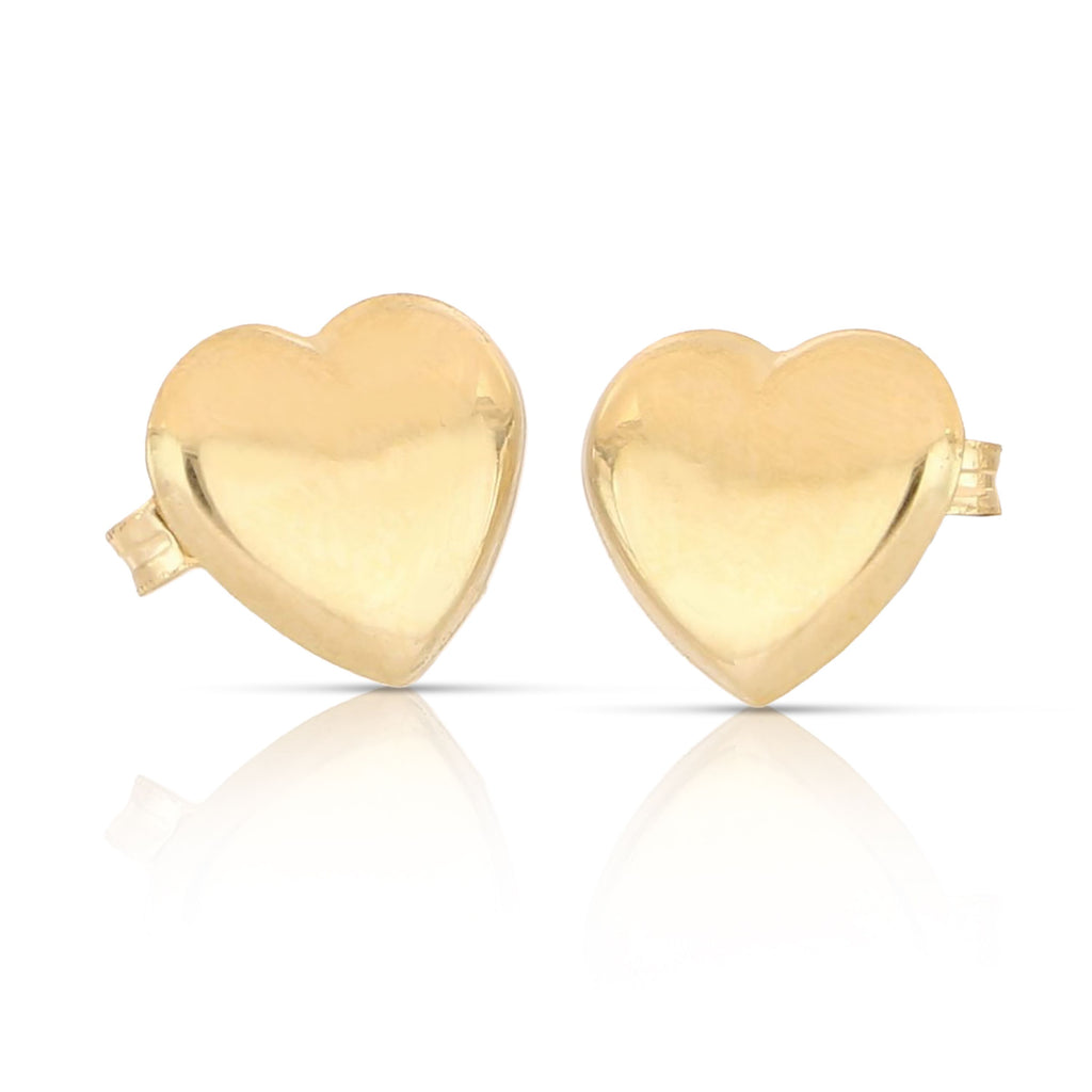 Orecchini cuore scatolato lucido oro 18kt 10mm