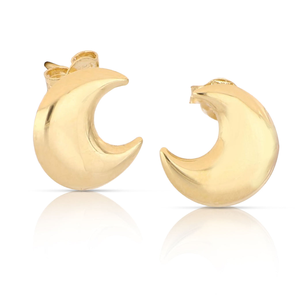 Crescent Moon Stud Earrings in 18k Italian Gold – 10mm