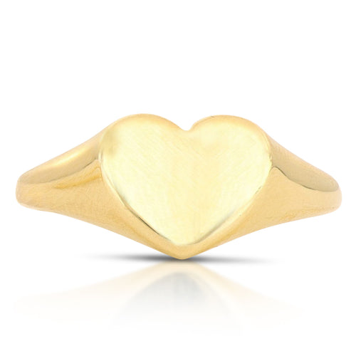 Anillo sello corazón en oro amarillo 18k