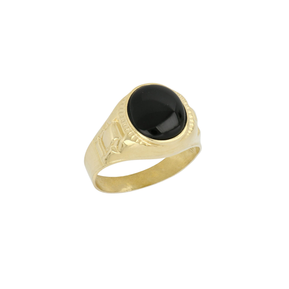 Anillo sello de hombre con ónix ovalado en oro amarillo 18k