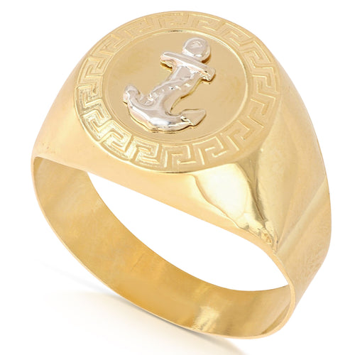 Anello uomo con ancora oro bianco e giallo 18kt