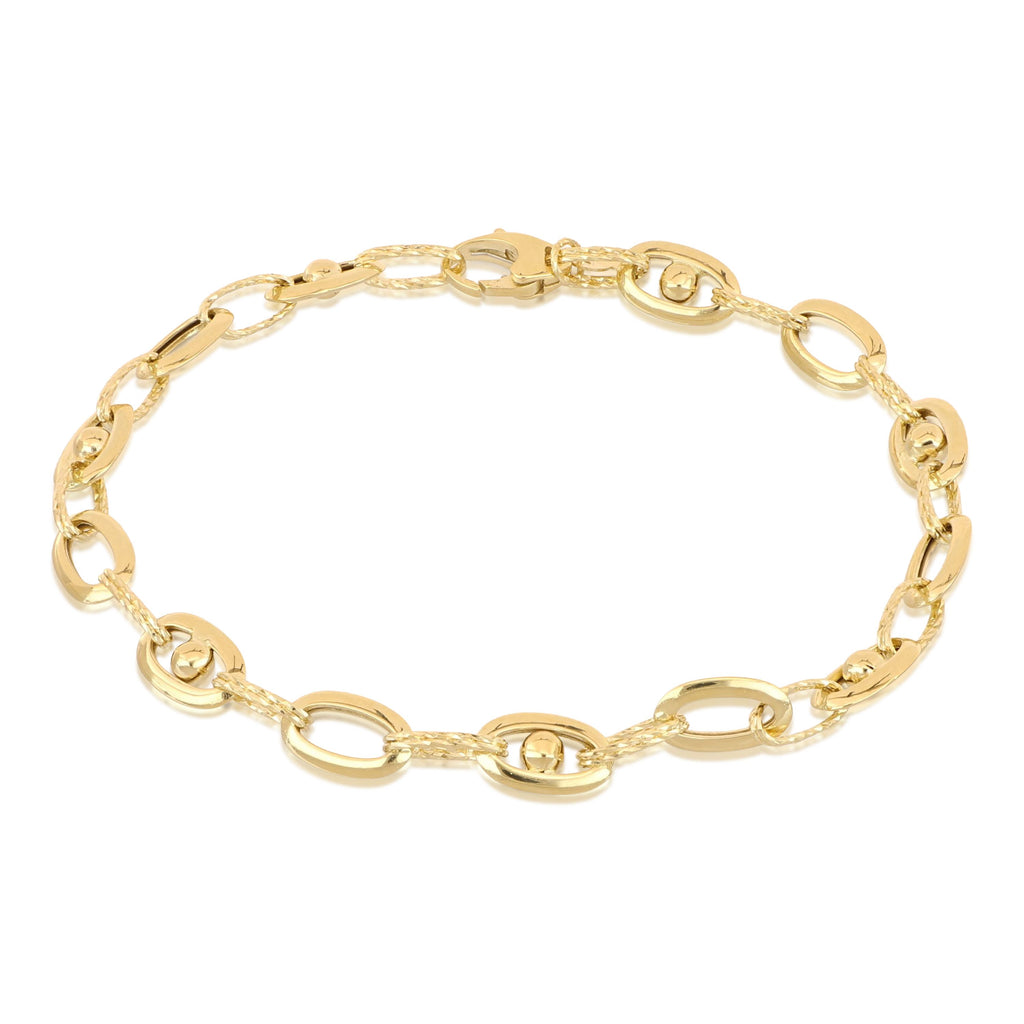 Bracciale a catena con sfere oro giallo 18kt 6mm 19cm