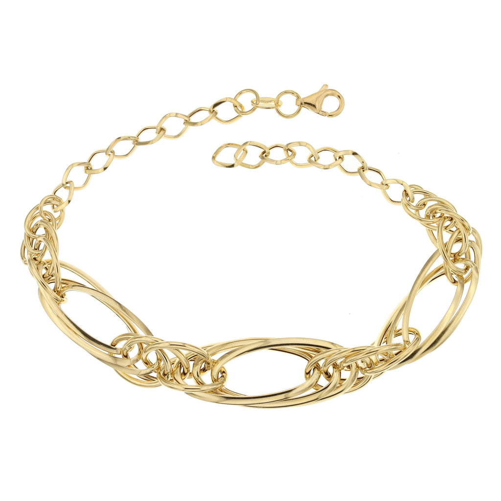 Graduated Oval Link Bracelet in 18k Italian Yellow Gold, Hollow – 11mm, 20cm / 8in