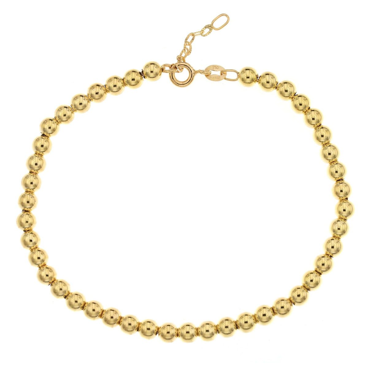 Bracciale palline lucide oro giallo 18kt 4mm 18-20cm