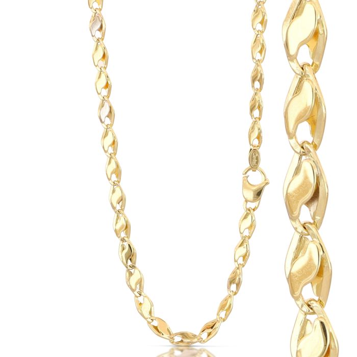 Fine Accent Link Chain in 18k Italian Yellow Gold, Hollow – 3mm, 50cm / 20in