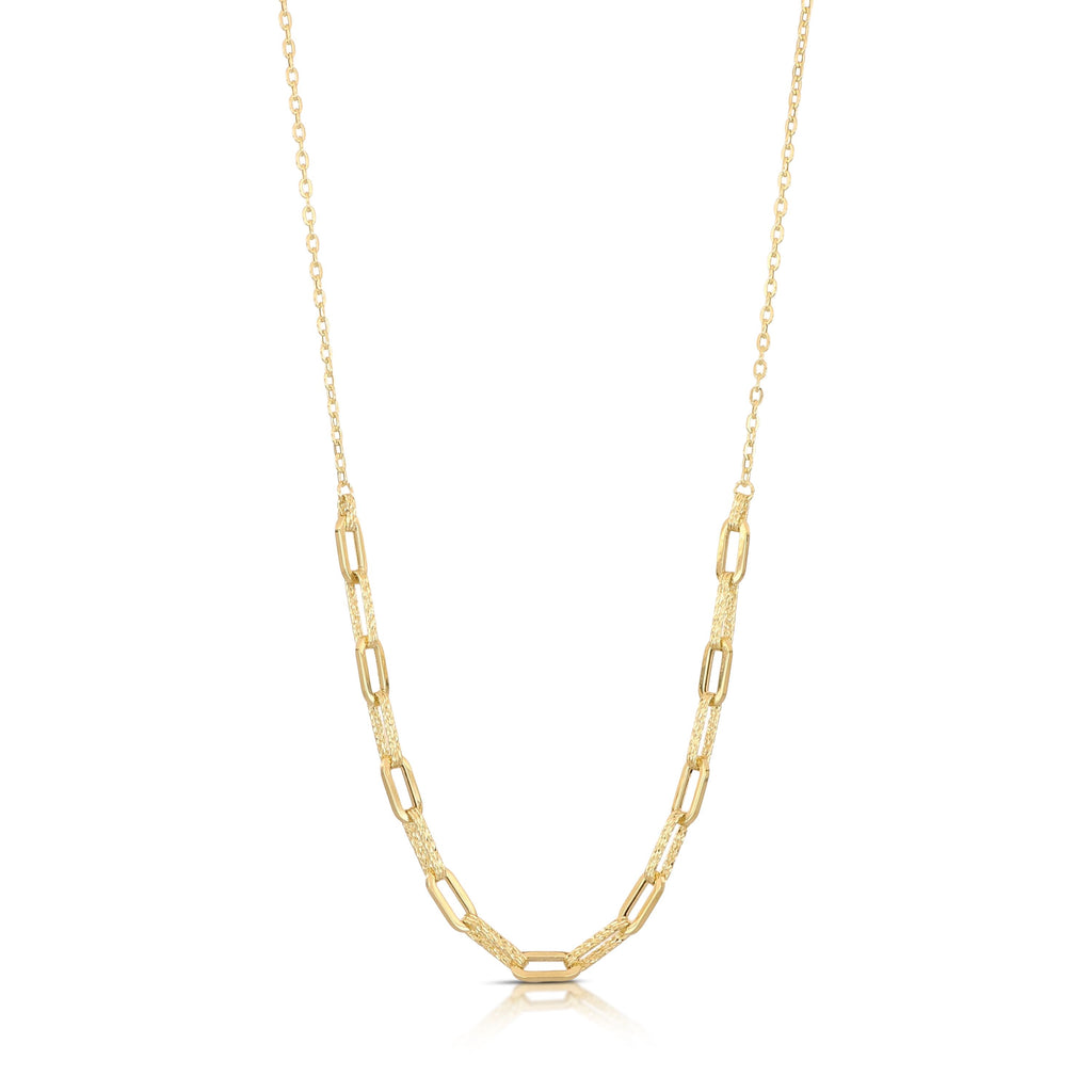 Collar de cadena forzada con pieza central en oro amarillo 18k – 4,5 mm, 45 cm