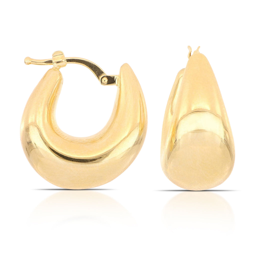 Orecchini ovali a canna vuota oro giallo 18kt 0,8x1cm