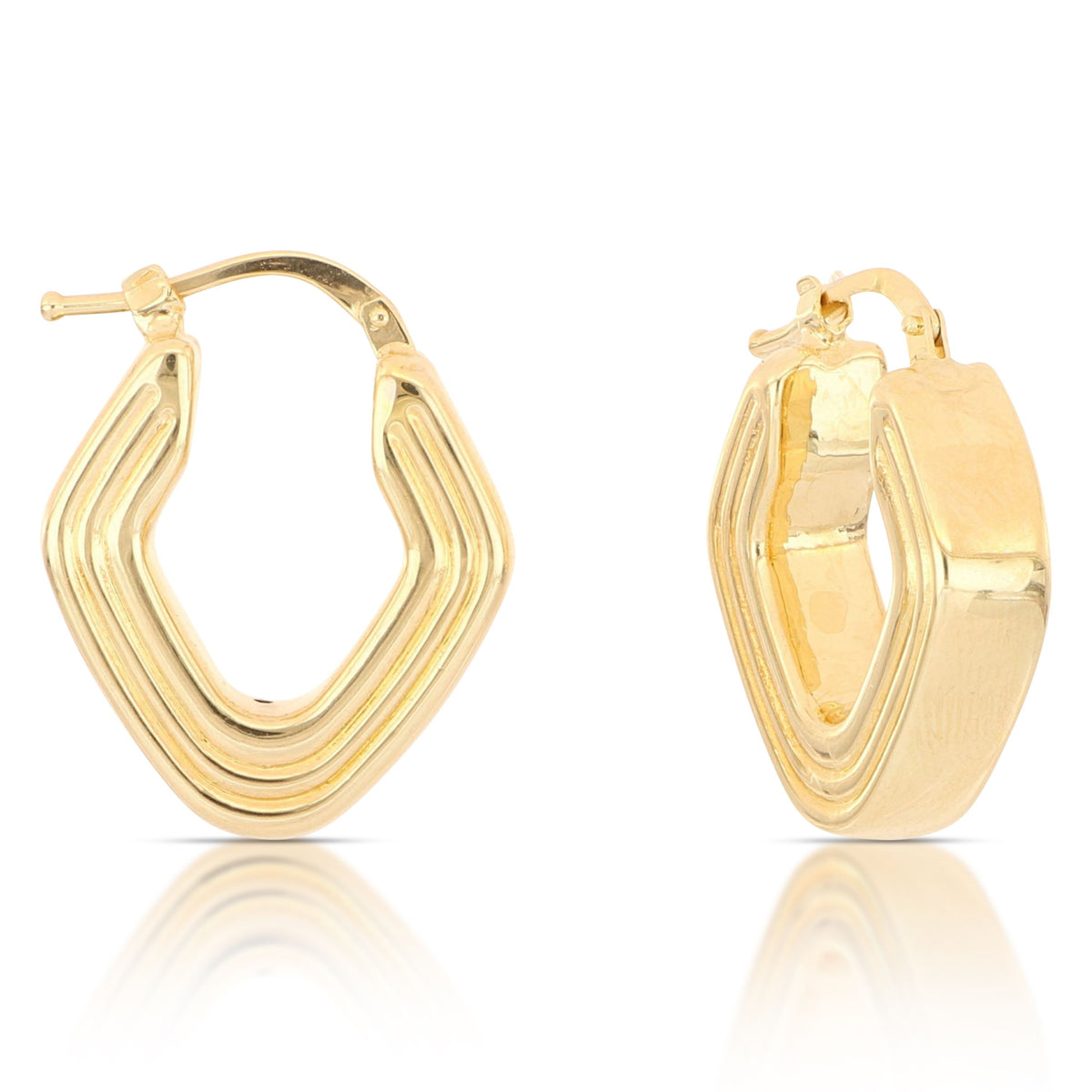 Orecchini rombo elettroformati oro giallo 18kt 1x1,6cm