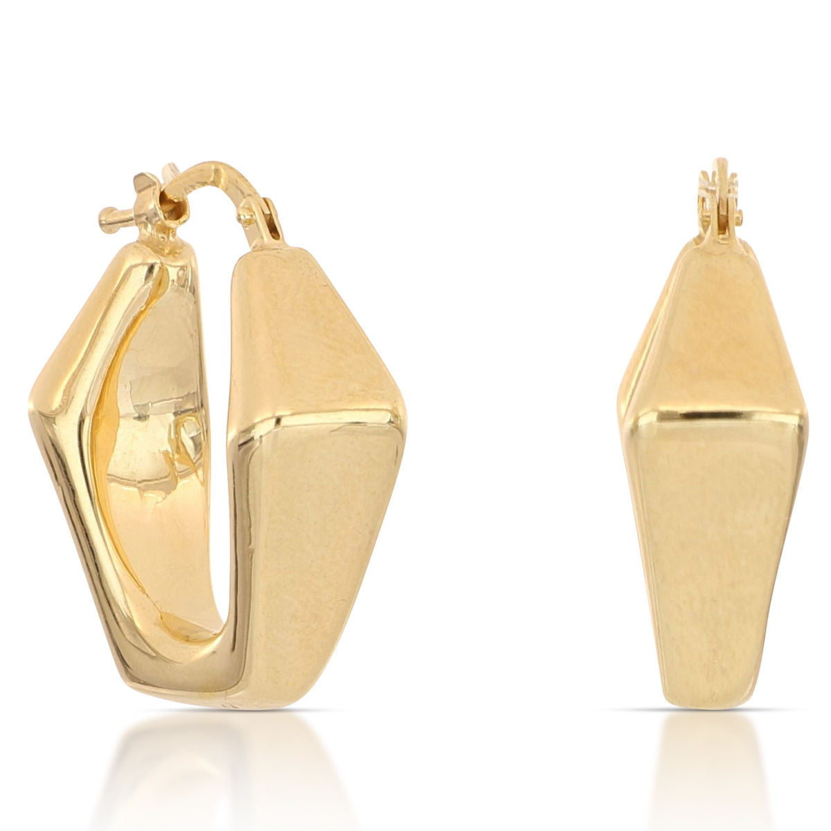 Orecchini pentagono elettroformati oro giallo 18kt 1,2x1,2cm